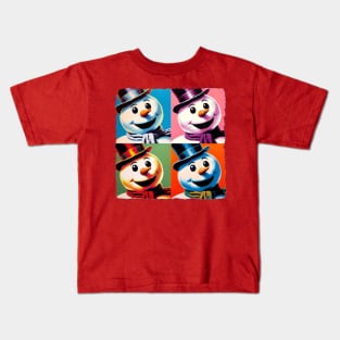 Frosty Fusion: Pop Art's Coolest Creation - Pop Snowman Kids T-Shirt